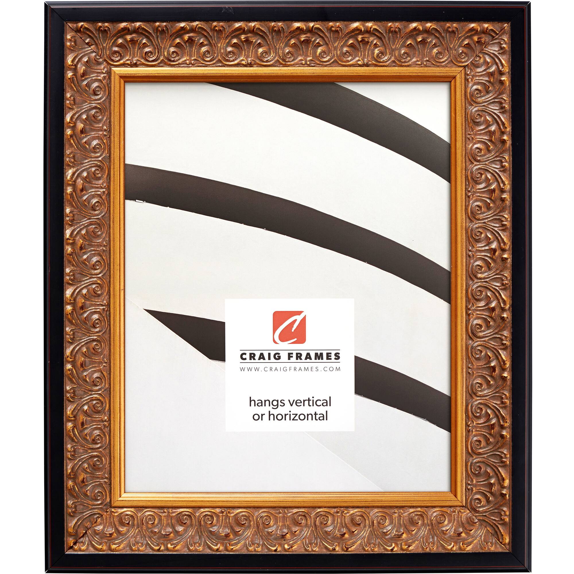 Craig Frames Furio Distressed Gold and Black Picture Frame
